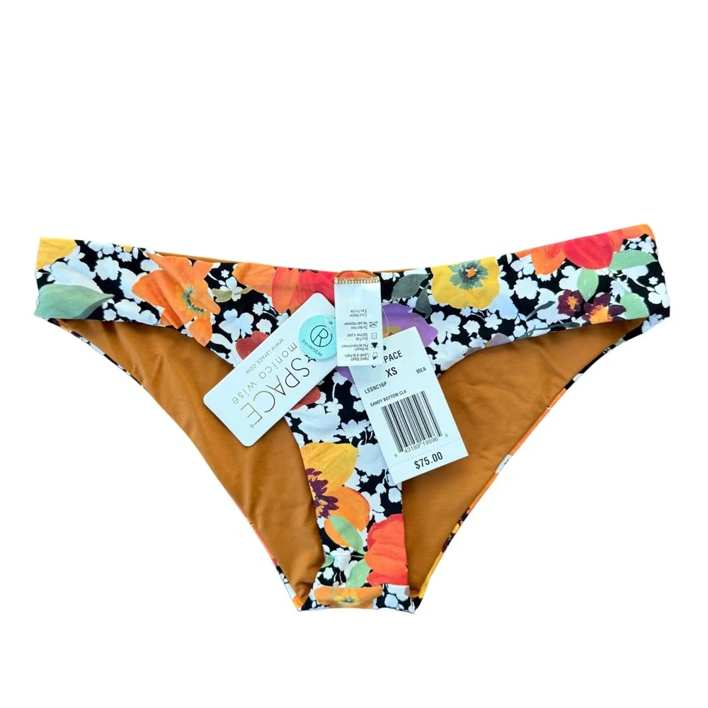 L*Space Bikini Meadow Sweet Floral Reversible Swim Bottom LSSNC16P XS‎